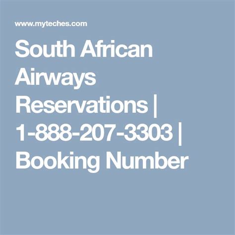 south african airlines reservations number
